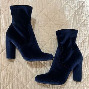 Steve Madden Navy Velvet Heeled Boots